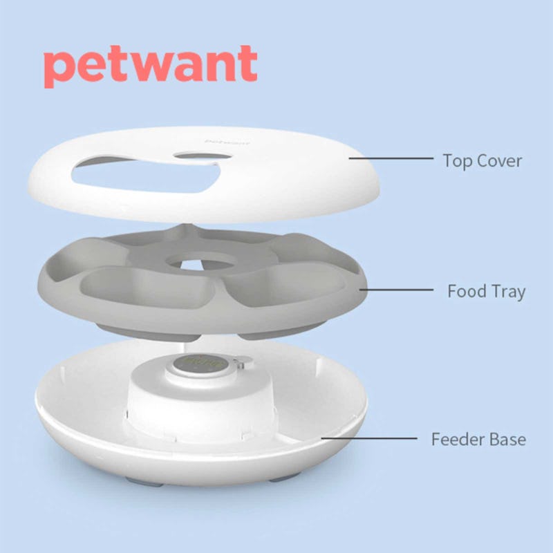 Petwant f6 donuts smart automatic 6 meals pet feeder