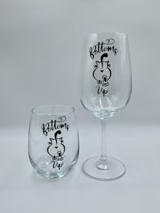 Cat cottage creations bottoms up wine glasses