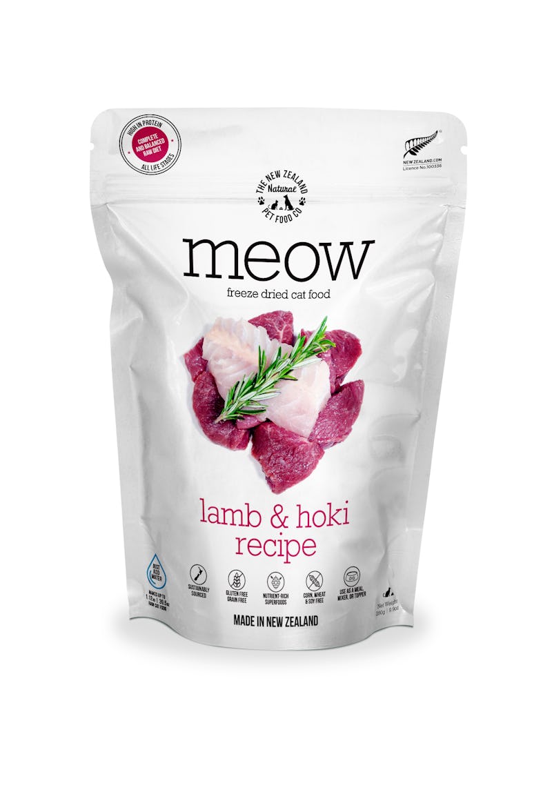 Meow freeze dried cat food lamb & hoki