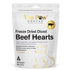 The paw grocer freeze dried diced beef hearts