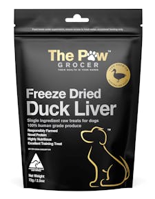 The paw grocer black label freeze dried duck liver