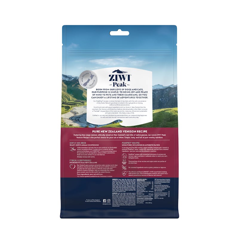 Ziwi peak venison air dried 400g back of pack
